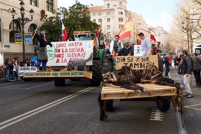 Tractorada de protesta celebrada el viernes 16 de frebrero en Santander