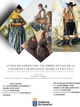 Cartel del curso de formación 'El correcto uso de la vestimenta tradicional desde la escuela'