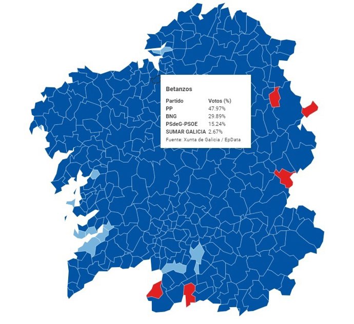 Resultados en Betanzos en las elecciones autonómicas de 2024