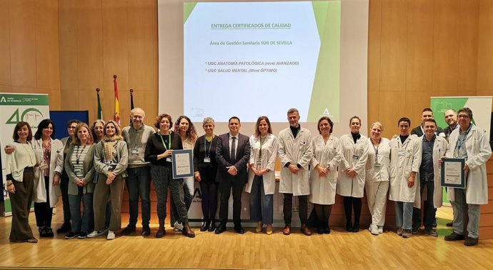 Las unidades de Anatomía Patológica y Salud Mental del Área de Gestión Sanitaria Sur de Sevilla reciben la certificación de calidad