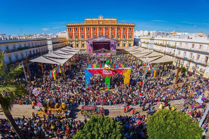 Vista aérea de la plaza del Rey de San Fernando, donde se han celebrado la mayoría de las actividades del carnaval
