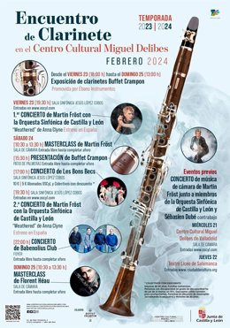 Programa del 'Encuentro de clarinete' organizado por la OSCyL en torno al clarinete.