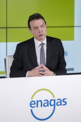 El Director ejecutivo de Enagás, Arturo González Aizpiri, durante una rueda de prensa de Presentación de Resultados 2023 y Objetivos 2024 de Enagás, a 20 de febrero de 2024, en Madrid (España). Enagás obtuvo un beneficio neto de 342,5 millones de euros 