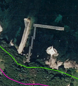 Vista aérea de la zona de Dominio Público Marítimo Terrestre en Casa Huarte en Formentor.