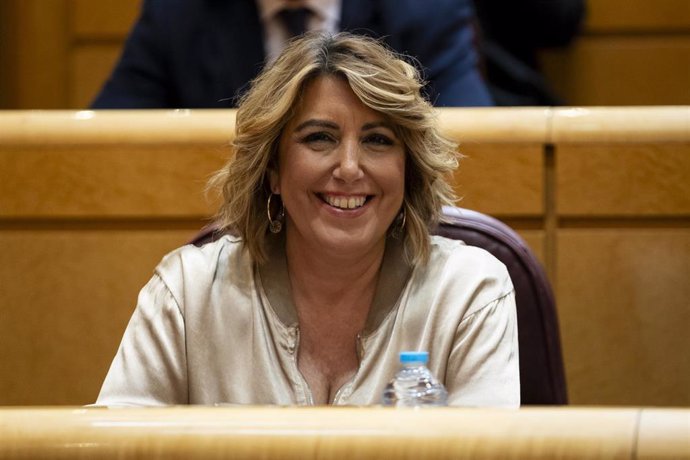 Archivo - La senadora del PSOE Susana Díaz durante una sesión plenaria en el Senado, a 17 de octubre de 2023, en Madrid (España). (Foto de archivo).