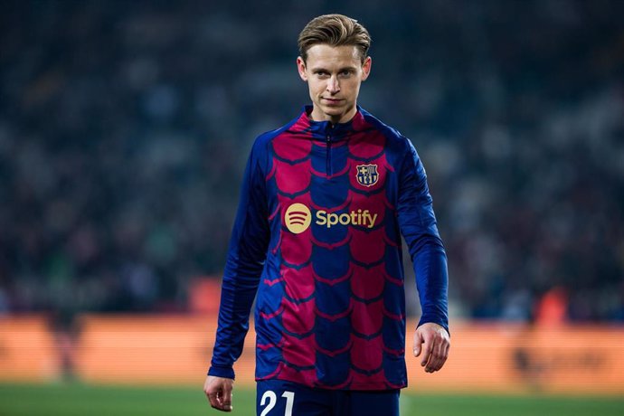 Frenkie de Jong of FC Barcelona during the Spanish league, La Liga EA Sports, football match played between FC Barcelona and Villarreal CF at Estadio Olimpico de Montjuic on January 27, 2024 in Barcelona, Spain.