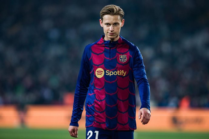 Frenkie de Jong of FC Barcelona during the Spanish league, La Liga EA Sports, football match played between FC Barcelona and Villarreal CF at Estadio Olimpico de Montjuic on January 27, 2024 in Barcelona, Spain.