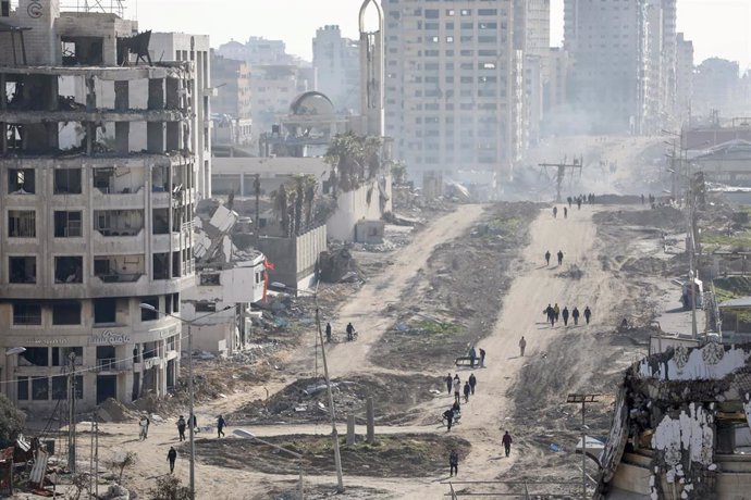 Edificios destruidos por bombardeos israelíes en la Ciudad de Gaza