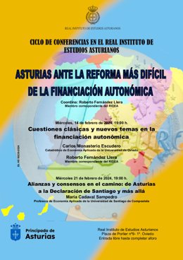Cartel del ciclo 'Asturias ante la reforma más difícil de la financiación autonómica'