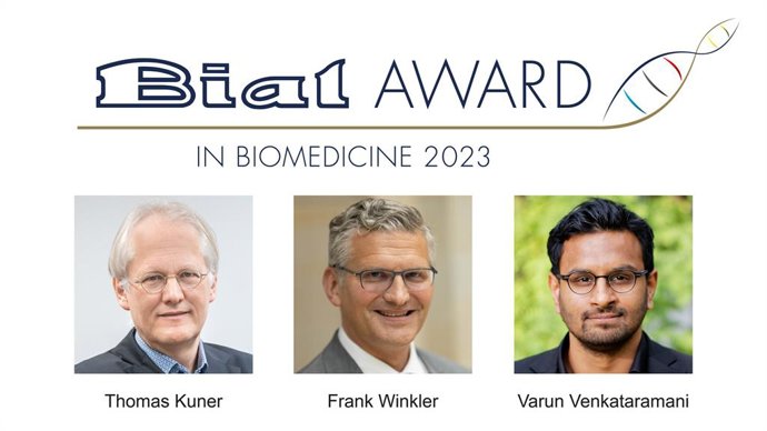 Lead researchers of the winning team of the BIAL Award in Biomedicine 2023 promoted by the BIAL Foundation. Photo credits: Thomas Kuner - Hendrik Schrder, Heidelberg University Hospital; Frank Winkler - berlin-event-foto.de; Varun Venkataramani - Carin
