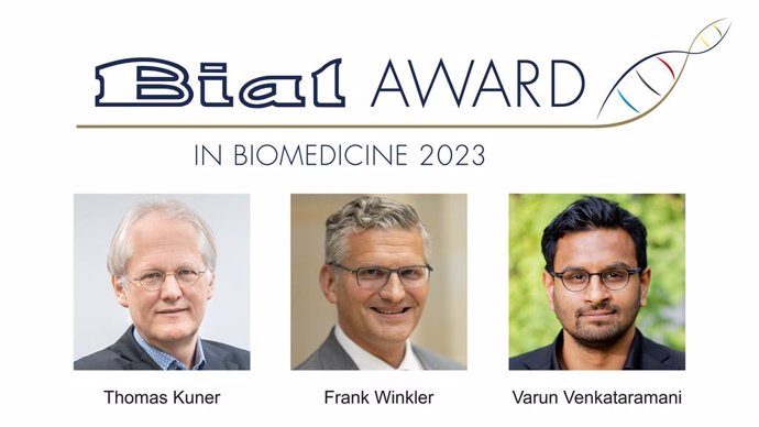 Lead researchers of the winning team of the BIAL Award in Biomedicine 2023 promoted by the BIAL Foundation. Photo credits: Thomas Kuner - Hendrik Schröder, Heidelberg University Hospital; Frank Winkler - berlin-event-foto.de; Varun Venkataramani - Carina 