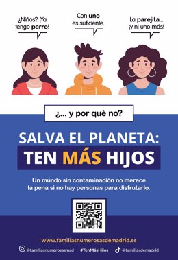 Familias numerosas lanzan una campaña para aumentar la natalidad: "Salva el planeta, ten más hijos"