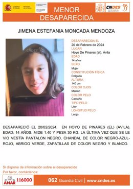 Buscan a una menor de 14 años desaparecida desde el martes en Hoyo de Pinares (Ávila)