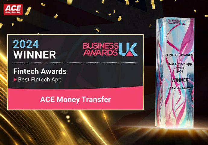 ACE Money Transfer Wins the Best Fintech App Award from the UK Business Awards.