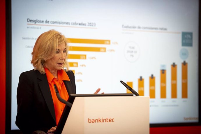 La consejera delegada de Bankinter, María Dolores Dancausa, ofrece una rueda de prensa de presentación de los resultados anuales de Bankinter en 2023, a 25 de enero de 2024, en Madrid (España).