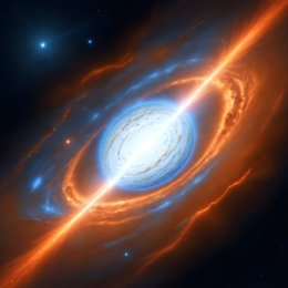 Concepción artística de la kilonova asociada con el estallido de rayos gamma observados en la Tierra el pasado 7 de marzo de 2023