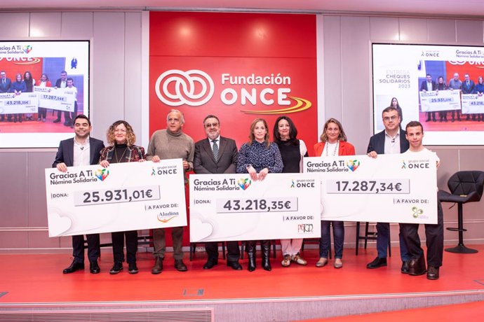 Asociación ProTgD, Fundación Aladina y Fundación Capacis, beneficiarias del programa de nómina solidaria 'Gracias A Ti' de Grupo Social ONCE