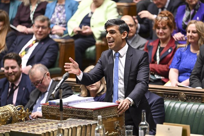 24 January 2024, United Kingdom, London: UK Prime Minister Rishi Sunak speaks during Prime Minister's Questions in the House of Commons. Photo: Maria Unger/Uk Parliament via PA Media/dpa