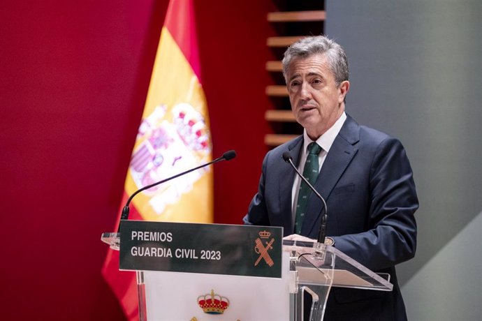 Archivo - El director general de la Guardia Civil, Leonardo Marcos, interviene durante la entrega de los Premios Guardia Civil 2023 en la Dirección General de la Guardia Civil, a 18 de enero de 2024, en Madrid (España)