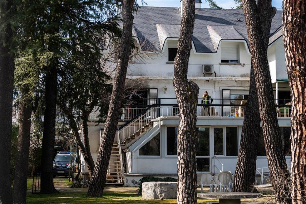 La Residencia Juan XXIII de Aravaca, donde se produjo el incendio, a 18 de febrero de 2024, en Madrid (España). 