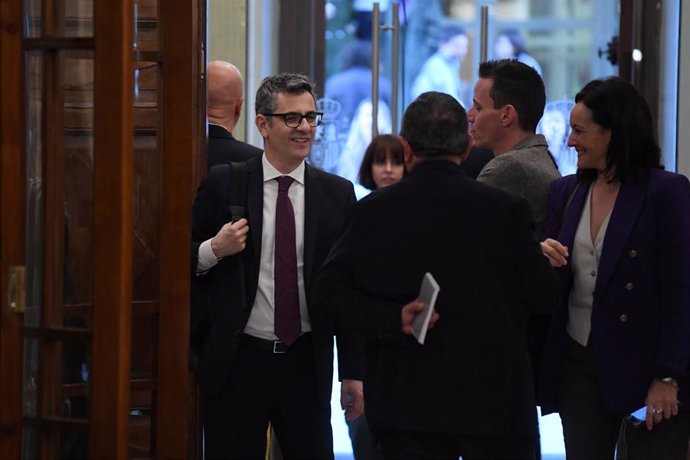 El ministro de Presidencia, Justicia y Relaciones con las Cortes, Félix Bolaños, en el Congreso de los Diputados, a 20 de febrero de 2024, en Madrid (España). 