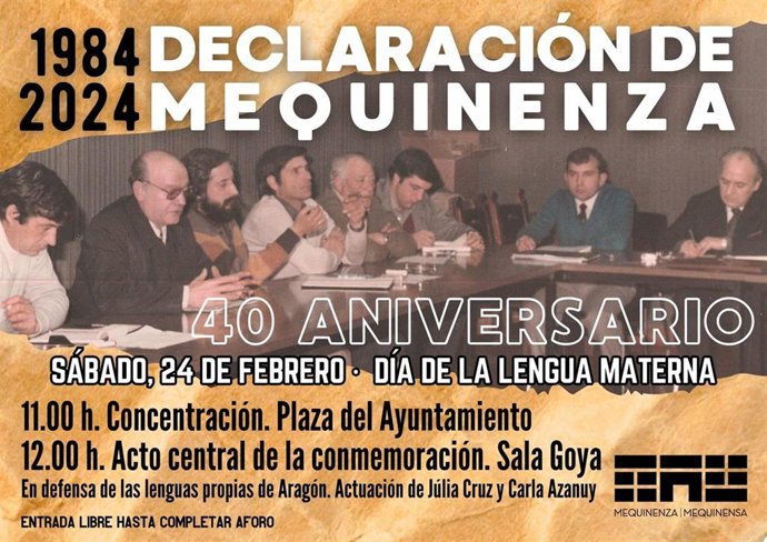 Cartel del 40 aniversario de la Declaración de Mequinenza