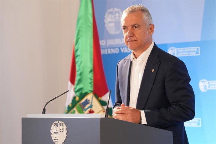 Archivo - El Lehendakari, Iñigo Urkullu, en una comparecencia en el Palacio Miramar de Donostia/San Sebastián, tras la celebración del primer Consejo de Corbierno