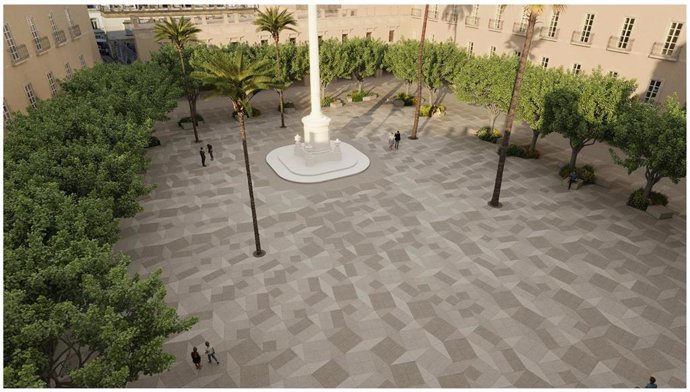 Diseño de la urbanización de la Plaza Vieja con arbolado y 'El Pingurucho'.