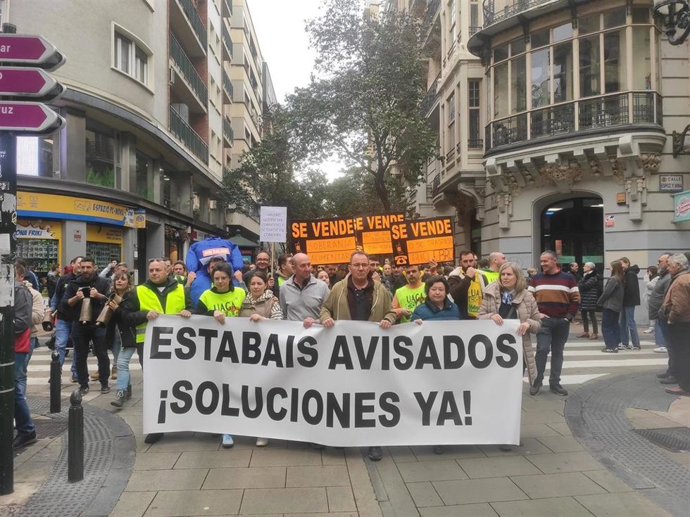 Momento de la manifestación de las organizaciones agrarias en Zaragoza.
