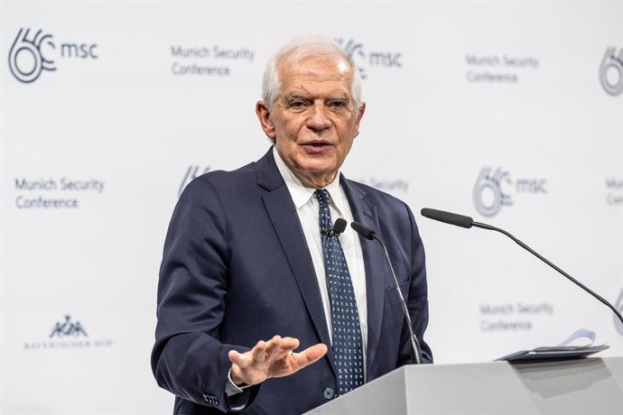 February 18, 2024, Munich, Germany: European Commission Foreign Minister Josep Borrell, delivers remarks beforre a panel discussion on "Pinning Down Priorities: The EU's Next Geopolitical Agenda", during the 60th Munich Security Conference at the Hotel Ba