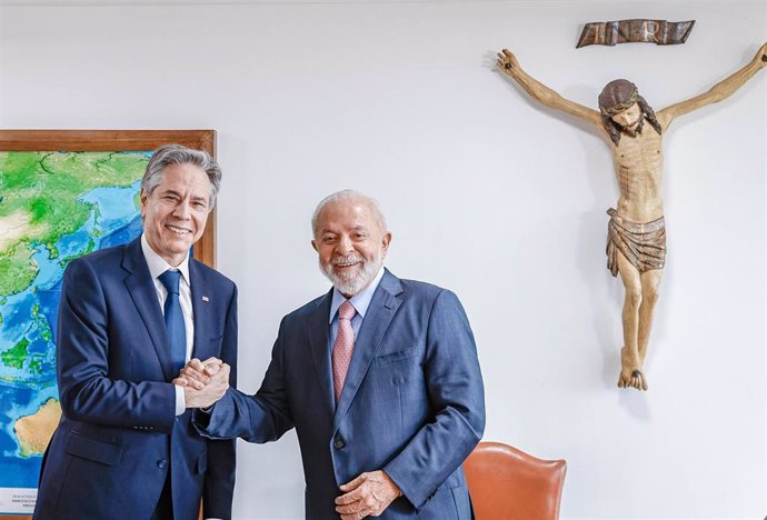 El secretario de Estado de EEUU, Antony Blinken, y el presidente de Brasil, Luiz Inácio Lula da Silva