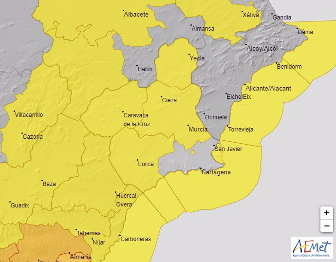 La mayor parte de la Región permanece este viernes en alerta amarilla por vientos de hasta 80 kilómetros por hora