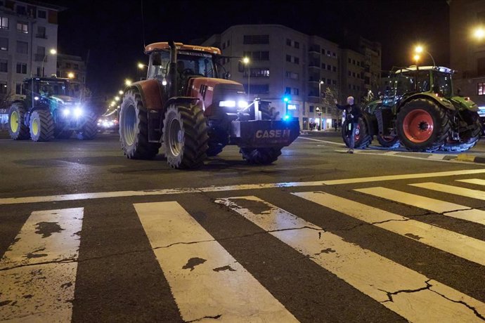 Tractores en el centro de Pamplona