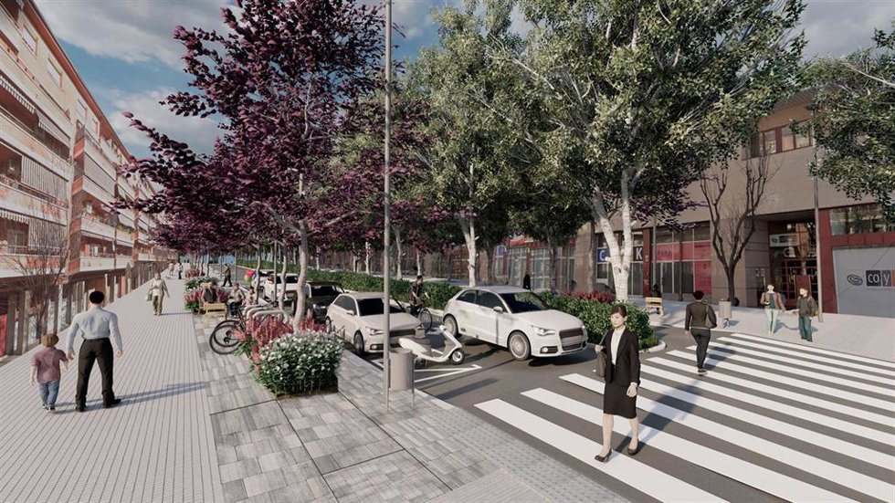 Una simulación de cómo quedar la calle Iglesias de Cornell de Llobregat (Barcelona) tras las obras que han empezado este mes.