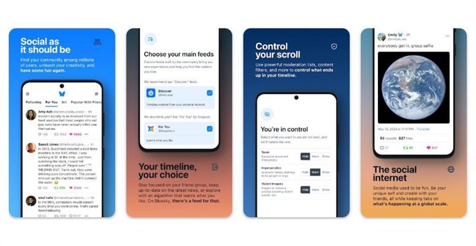 Interfaz de Bluesky en un dispositivo Android