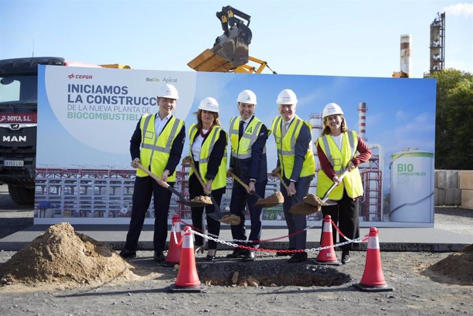 Primera piedra de la nueva planta de biocombustibles 2G de Cepsa y Bioils en Palos de la Frontera (Huelva).