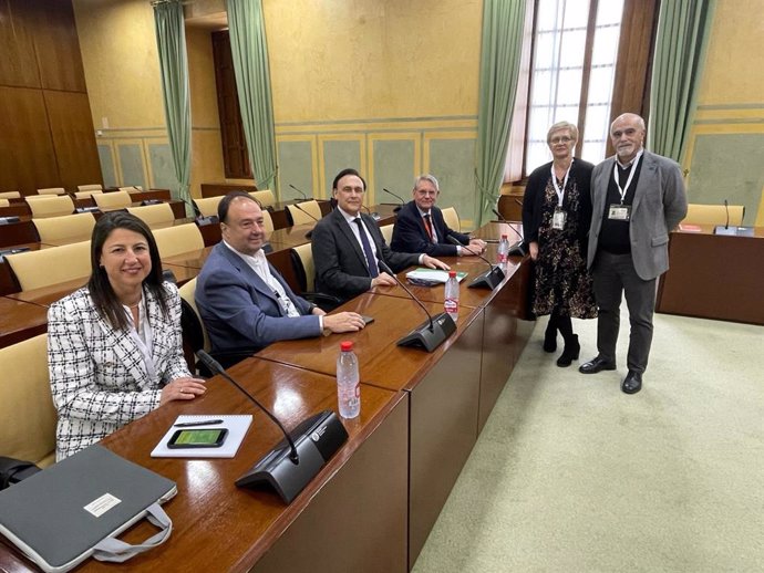 El consejero de Universidad, José Carlos Gómez Villamandos, con representantes del consorcio Alianzas Universitarias Europeas.