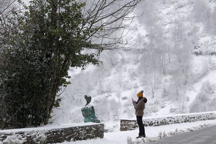 Nieve en Pedrafita do Cebreiro, Lugo, a 23 de febrero de 2024, en Lugo, Galicia (España)