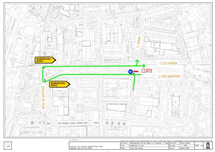 Cortes en la calle Arana, con motivo de las obras de Los Herrán
