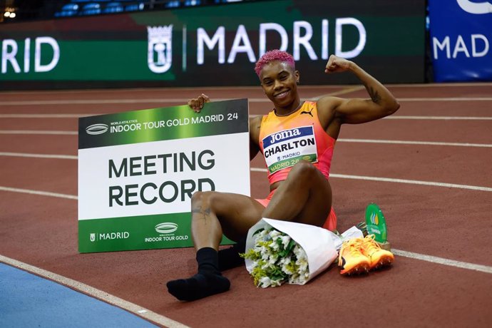 Devynne Charlton, después de ganar en el Meeting de Madrid 2024.