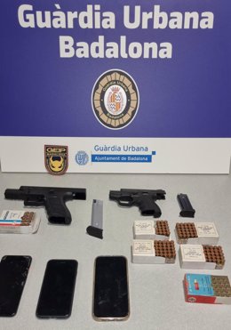 Armas interceptadas en Badalona por la Guardia Urbana