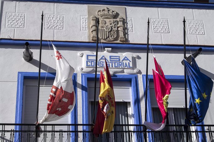 Fachada del Ayuntamiento de Aldea del Rey, donde se ha producido un asesinato a una mujer, a 23 de febrero de 2024