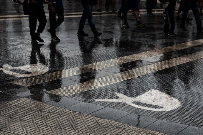 Archivo - Suelo decorado con motivo de pañuelos blancos en la plaza de Mayo de Buenos Aires, Argentina