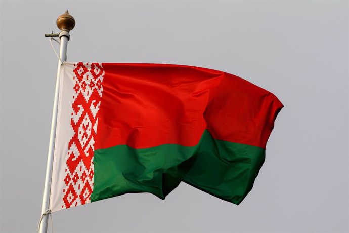 Archivo - November 2, 2023, Saint Petersburg, Russia: The national flag of the Republic of Belarus as a participating country at the 12th St. Petersburg International Gas Forum