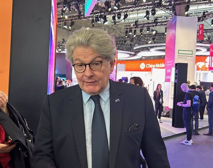 El comisario de Mercado Interior de la Comisión Europea, Thierry Breton, en el Mobile World Congress