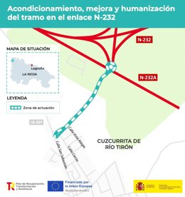 Transportes formaliza por 349.249 euros las obras para humanizar la conexión de la N-232 con Cuzcurrita de río Tirón