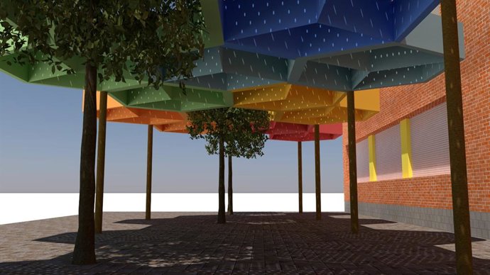 Imagen de la pérgola construida por los alumnos