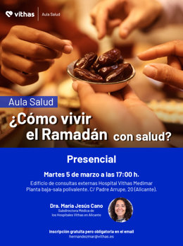 L'Hospital Vithas Medimar ofereix una sessió informativa sobre les cures de salut durant el període del Ramad