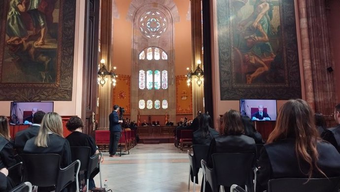 El president del Tribunal Superior de Justícia de Catalunya (TSJC), Jesús María Barrientos, en la presa de possessió dels jutges de la 72a Escola Judicial