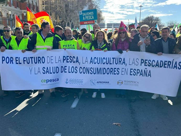Representantes del sector pesquero durante la manifestación agraria de Madrid